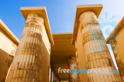 Columns Inside Saqqara Temple In Egypt Stock Photo
