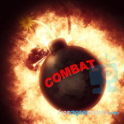 Combat Bomb Indicates Explode Hostilities And Explosion Stock Image