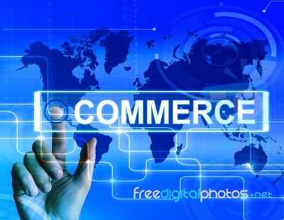 Commerce Map Displays Worldwide Commercial And Financial Busines… Stock Image