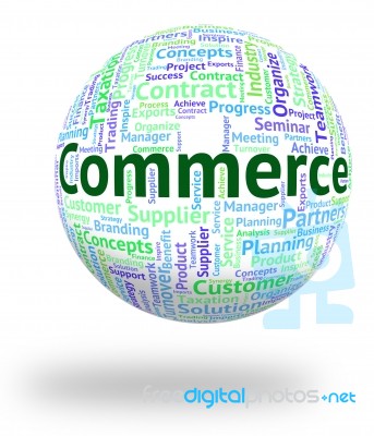 Commerce Word Represents Trade E-commerce And Purchase Stock Image