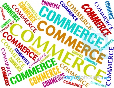 Commerce Words Indicates Purchase Ecommerce And Import Stock Image