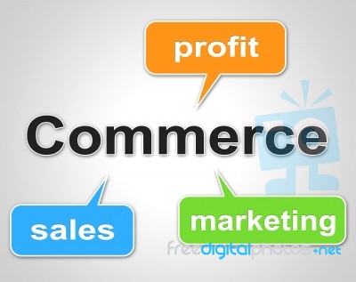 Commerce Words Shows Export Commercial And Buying Stock Image
