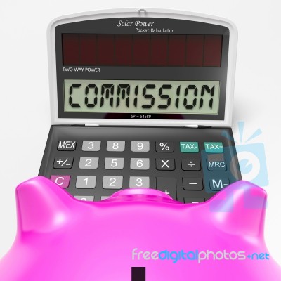 Commission Calculator Shows Motivational Idea To Fortune Stock Image