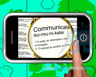 Communicate Definition On Smartphone Showing Online Chatting Stock Image