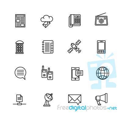 Communication Icon Set On White Background Stock Image