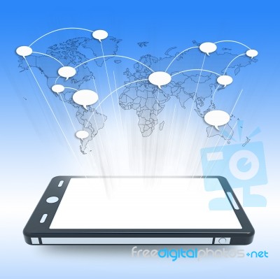 Communication Technology With Mobile Phone Stock Image