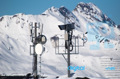 Communication Tower And Livecam Stock Photo