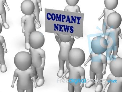 Company News Board Character Shows Corporate Finances And Assets… Stock Image