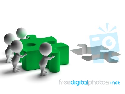 Completing Jigsaw Showing Solving Completing Or Achievement Stock Image