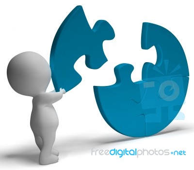 Completing Jigsaw Shows Solution Completing Or Achievement Stock Image