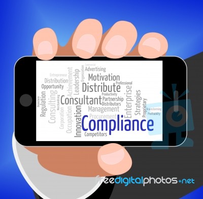 Compliance Word Represents Agree To And Agreement Stock Image