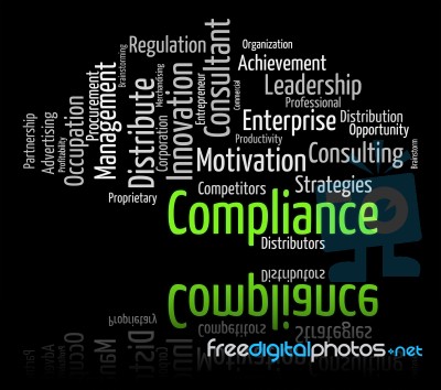 Compliance Word Shows Agree To And Agreement Stock Image
