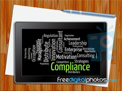 Compliance Word Shows Agreement Online 3d Illustration Stock Image