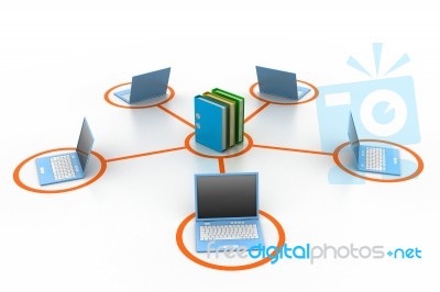 Computer And Documents Network Stock Image