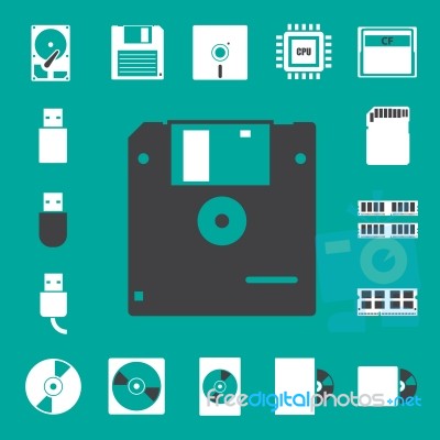 Computer And Storage Icons Set Stock Image