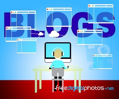 Computer Blogs Shows Web Site And Blogger Stock Image