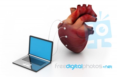Computer Connected To A Heart Stock Image