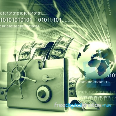 Computer Folder With Money(e- Business Concept) Stock Image