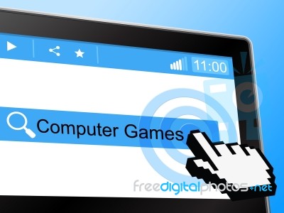 Computer Games Means World Wide Web And Entertainment Stock Image