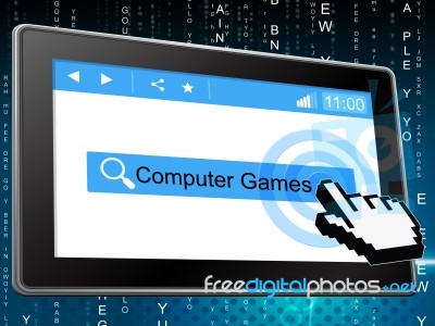 Computer Games Represents World Wide Web And Fun Stock Image