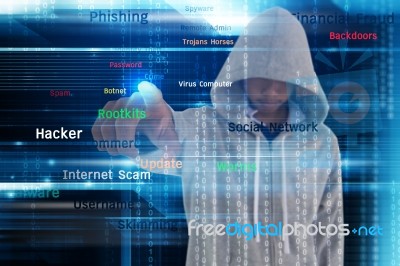 Computer Hacker Or Cyber Attack Concept Background Stock Photo