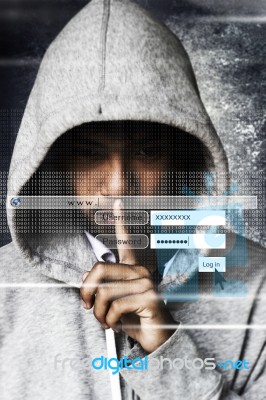 Computer Hacker Or Cyber Attack Concept Background Stock Photo