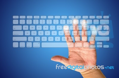 Computer Keyboard And Hand  Stock Image
