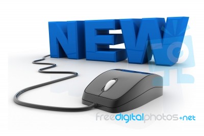 Computer Mouse Connected To The  News, Online News Stock Image