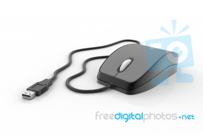 Computer Mouse With Cable On White Background Stock Image