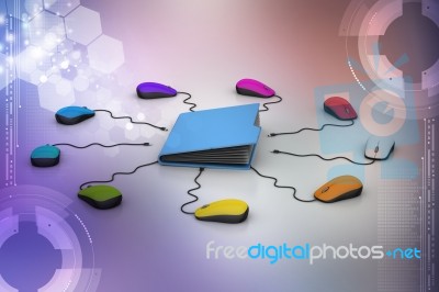 Computer Mouse With File Folder Stock Image