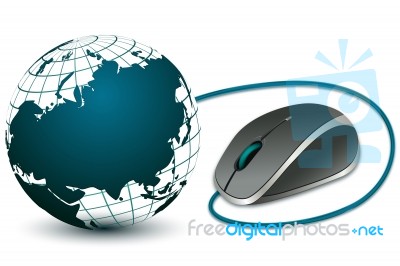 Computer Mouse With Globe Stock Image