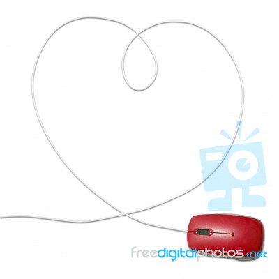 Computer Mouse With Heart Shaped Stock Photo