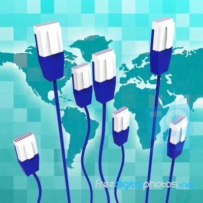 Computer Network Means Global Communications And Cable Stock Image