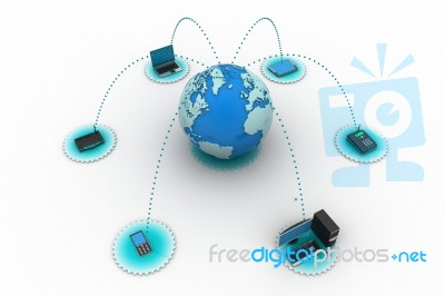 Computer Networking With Globe Stock Image