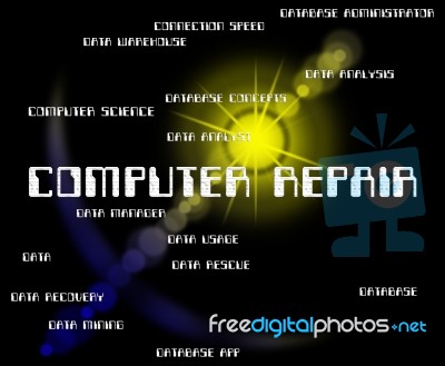 Computer Repair Means Patch Up And Computers Stock Image