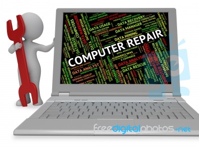 Computer Repair Means Repairs Communication And Mends 3d Renderi… Stock Image
