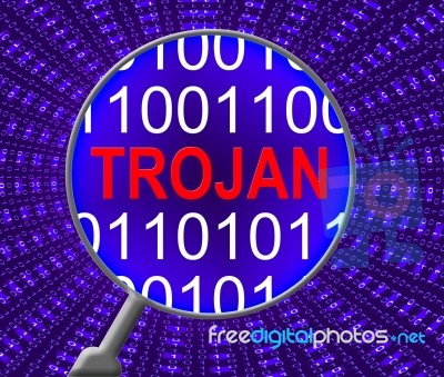 Computer Trojan Indicates Web Site And Communication Stock Image