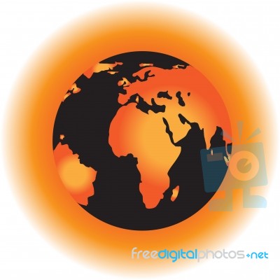 Concept Of The Global Warming. Sun Burning The Planet Earth Stock Image