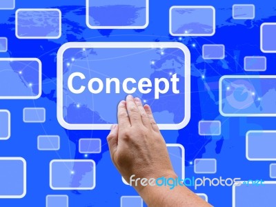 Concept Touch Screen Shows Idea Concepts Stock Image