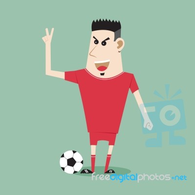 Concept With Cartoon Play Soccer Football Stock Image
