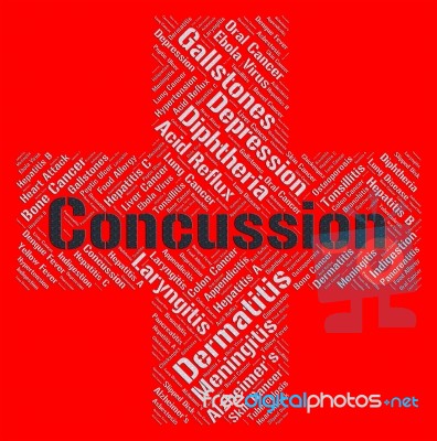 Concussion Word Means Brain Injury And Attack Stock Image