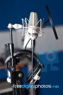 Condenser Microphone, Closeup Shot Stock Photo