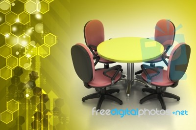 Conference Round Table And Office Chairs In Meeting Room Stock Image