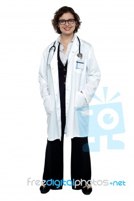 Confident Medical Practitioner, Full Length Portrait Stock Photo