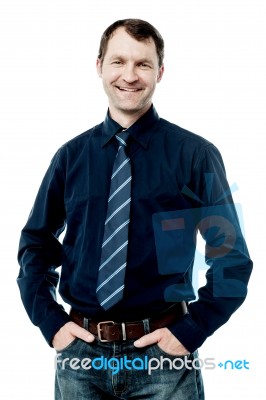 Confident Smiling Middle Age Executive Stock Photo