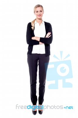 Confident Young Business Woman In Full Length Stock Photo