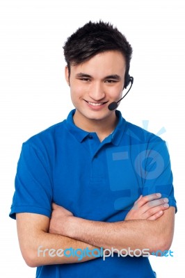 Confident Young Customer Support Executive Stock Photo