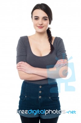 Confident Young Fashionable Girl Stock Photo