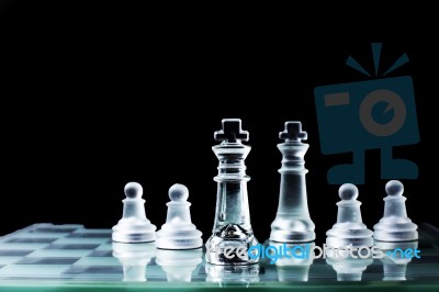 Confrontation - Chess King Standing Against Each Other On A Ches… Stock Photo