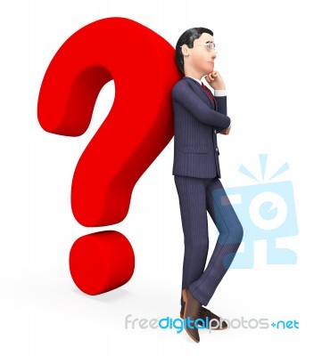 Confused Businessman Shows Frequently Asked Questions And Answer… Stock Image